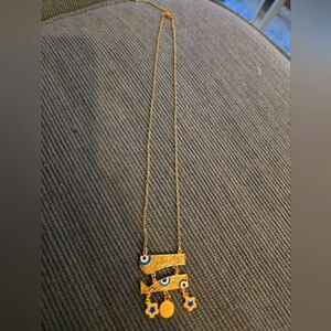 Stainless Steel Gold Evil Eye Pendant Necklace